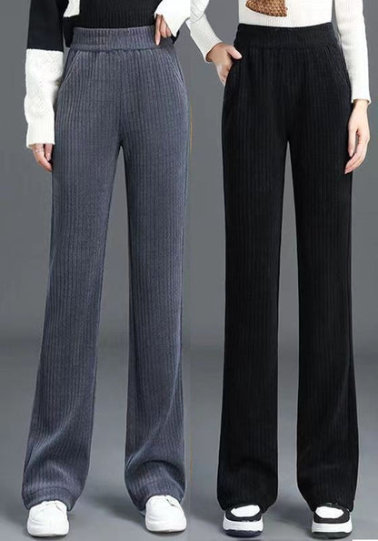 Versatile Simple Stretch Trousers With Wide Iegs For Women.