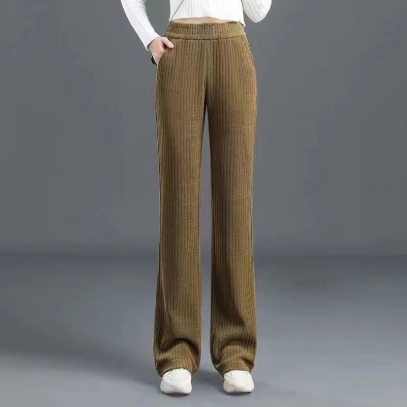 Versatile Simple Stretch Trousers With Wide Iegs For Women.