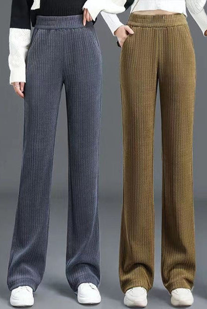 Versatile Simple Stretch Trousers With Wide Iegs For Women.