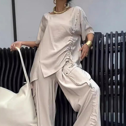 💗Summer Specials💗Women's Round Neck T-Shirt and Trousers Two-Piece Suit💕