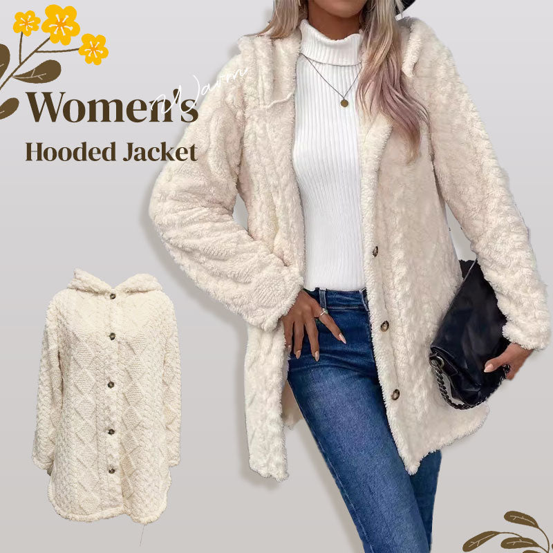 Women's Warm Diamond Pattern Hooded Jacket