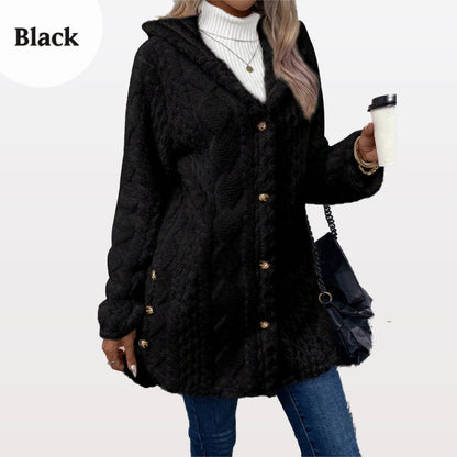 Women's Warm Diamond Pattern Hooded Jacket