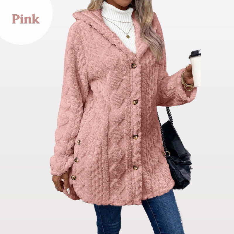 Women's Warm Diamond Pattern Hooded Jacket