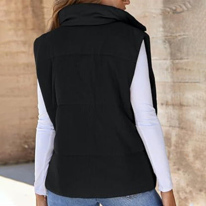 Women's Solid Color Thickened Warm Vest with Pockets