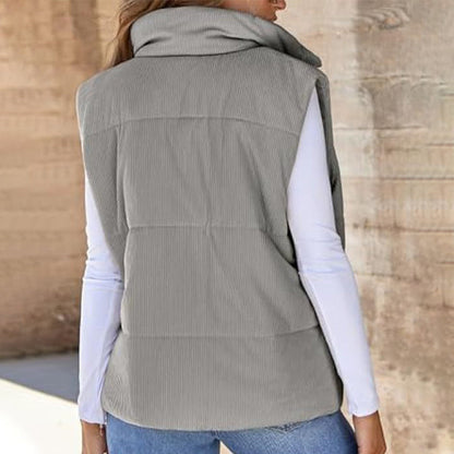 Women's Solid Color Thickened Warm Vest with Pockets