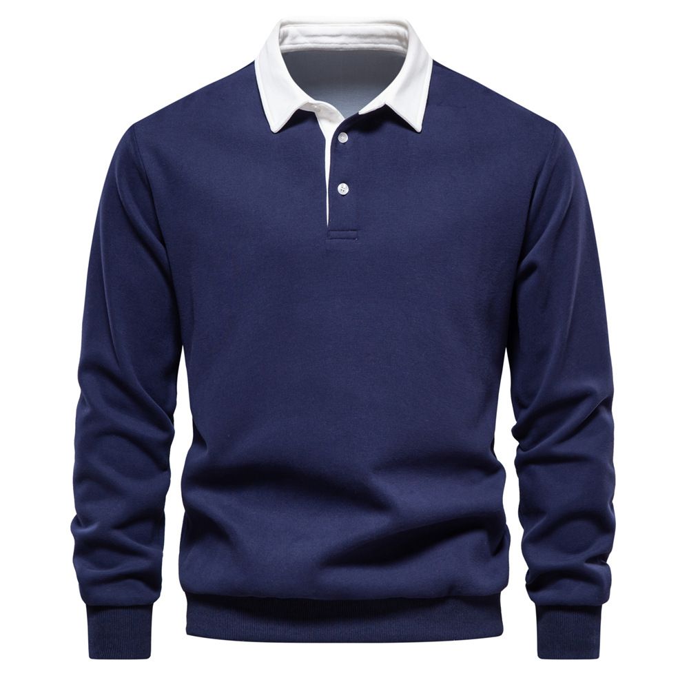 Men's Casual Cotton Long Sleeve Lapel Sweatshirt