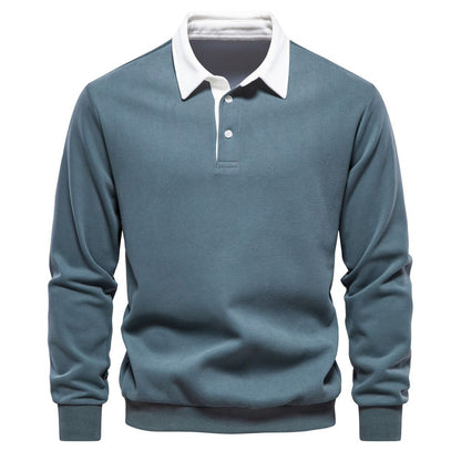 Men's Casual Cotton Long Sleeve Lapel Sweatshirt