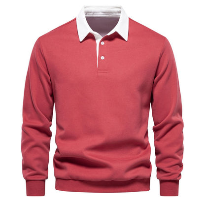 Men's Casual Cotton Long Sleeve Lapel Sweatshirt