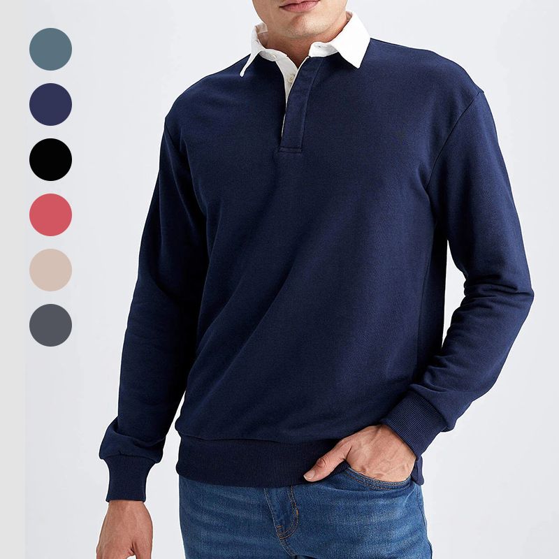 Men's Casual Cotton Long Sleeve Lapel Sweatshirt