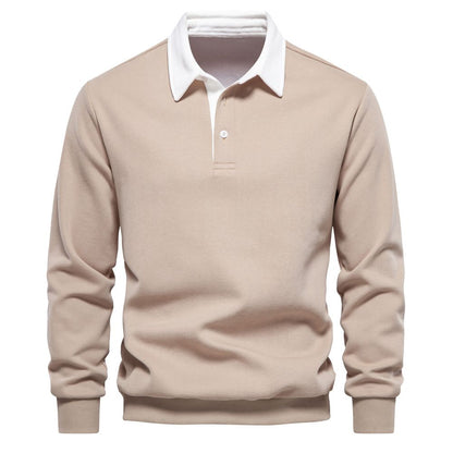 Men's Casual Cotton Long Sleeve Lapel Sweatshirt