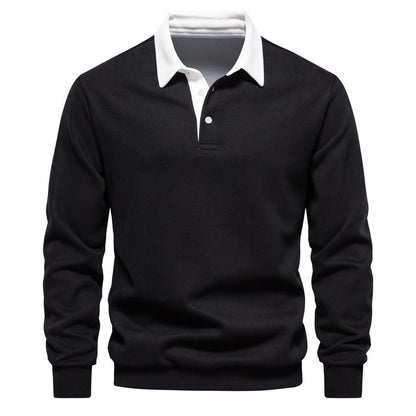 Men's Casual Cotton Long Sleeve Lapel Sweatshirt