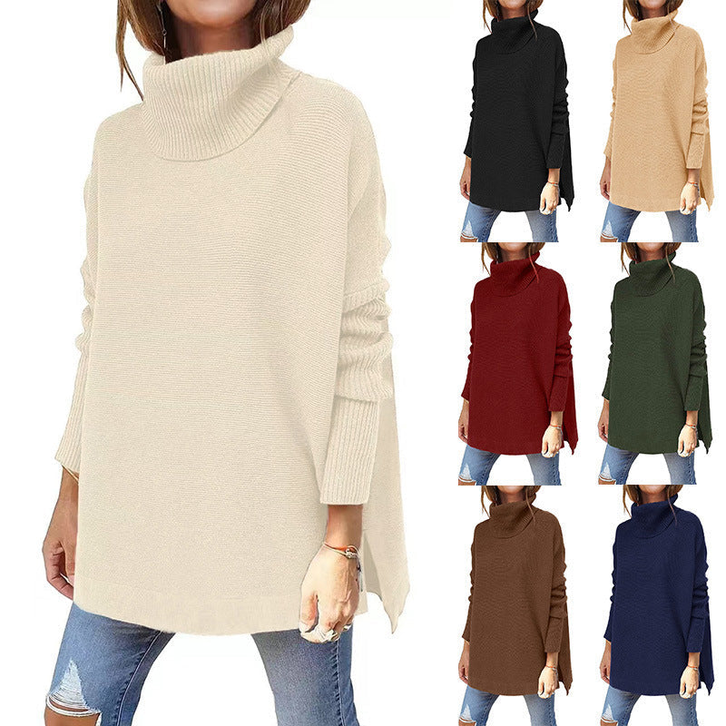 Women's Turtleneck Oversize Hem Knit Pullover Sweater