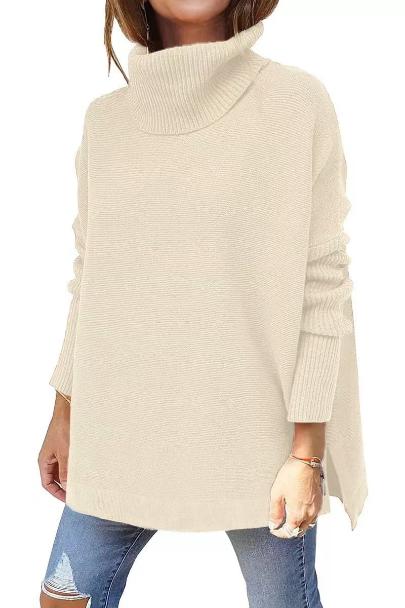 Women's Turtleneck Oversize Hem Knit Pullover Sweater