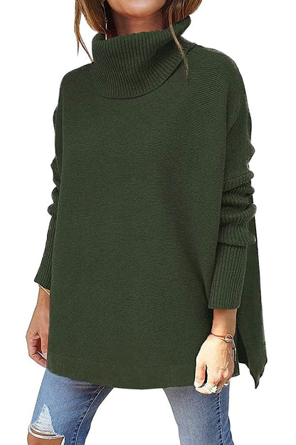 Women's Turtleneck Oversize Hem Knit Pullover Sweater