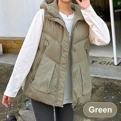 Women's Thickened Coldproof Waterproof Hooded Warm Waistcoat