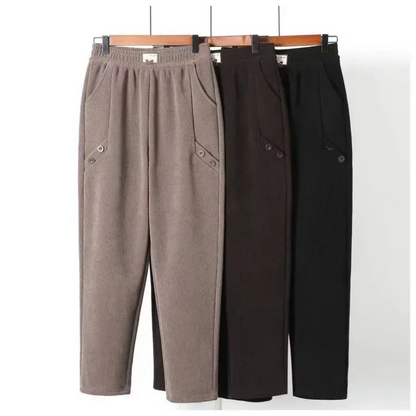 Women's Thickened Warm Casual Trousers with Elastic Waist