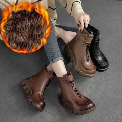 Women's Vintage Warm Waterproof Anti-Slip Leather Boots