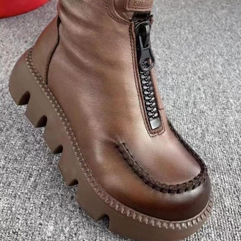 Women's Vintage Warm Waterproof Anti-Slip Leather Boots