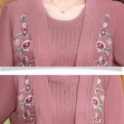 Women's Chic Embroidered Long-Sleeve Knit Top