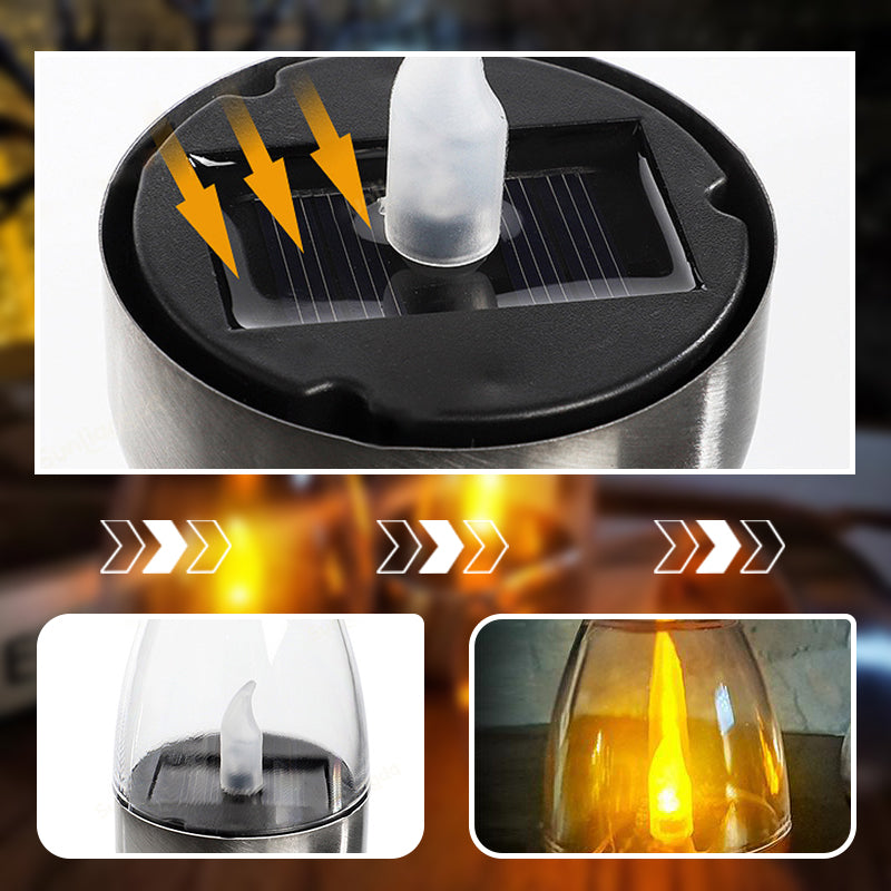 6Pack Solar Power Tea Lights Outdoor Flameless Flicker IP65 Waterproof Table Lamp LED Candles with Dusk to Dawn Sensor for Lantern Garden Camping Party Home Decorations Warm Color