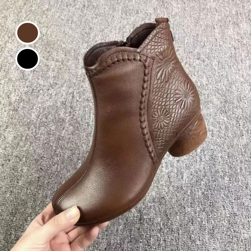 Women's Zipper Textured Chunky Ankle Boots