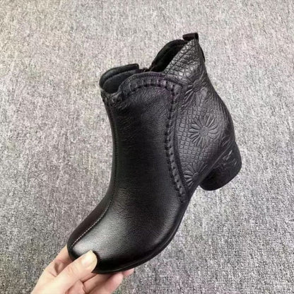 Women's Zipper Textured Chunky Ankle Boots