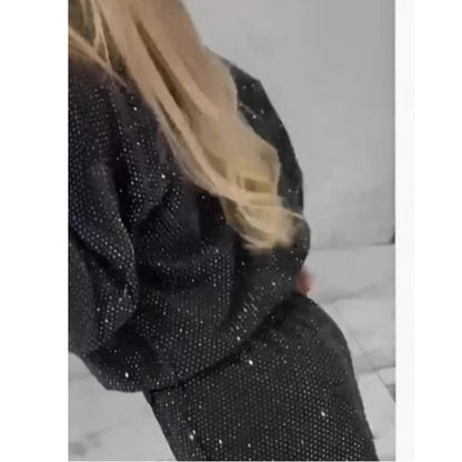 🎅Christmas Sale - 50% OFF🎄Sequined Loose Fit Top and Wide Leg Pants (2-Piece Set)