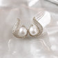 Elegant Simulated Pearl and Rhinestone Stud Earrings