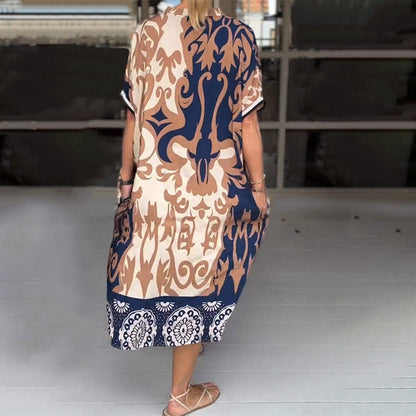 ⏰Last Day Hot Sale!!⌛🌺Your New Clothes🔥Printed V Neck Loose Midi Dress