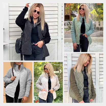 🔥2025 New Women's Knit Patchwork Puffy Jacket