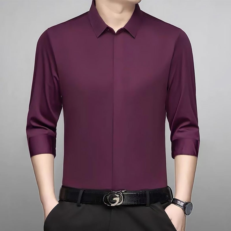 [Best Gift For Him] Men's Concealed Placket Long Sleeve Shirt