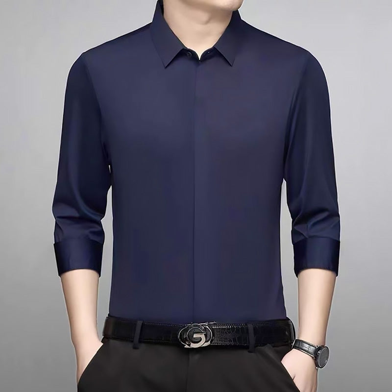 [Best Gift For Him] Men's Concealed Placket Long Sleeve Shirt