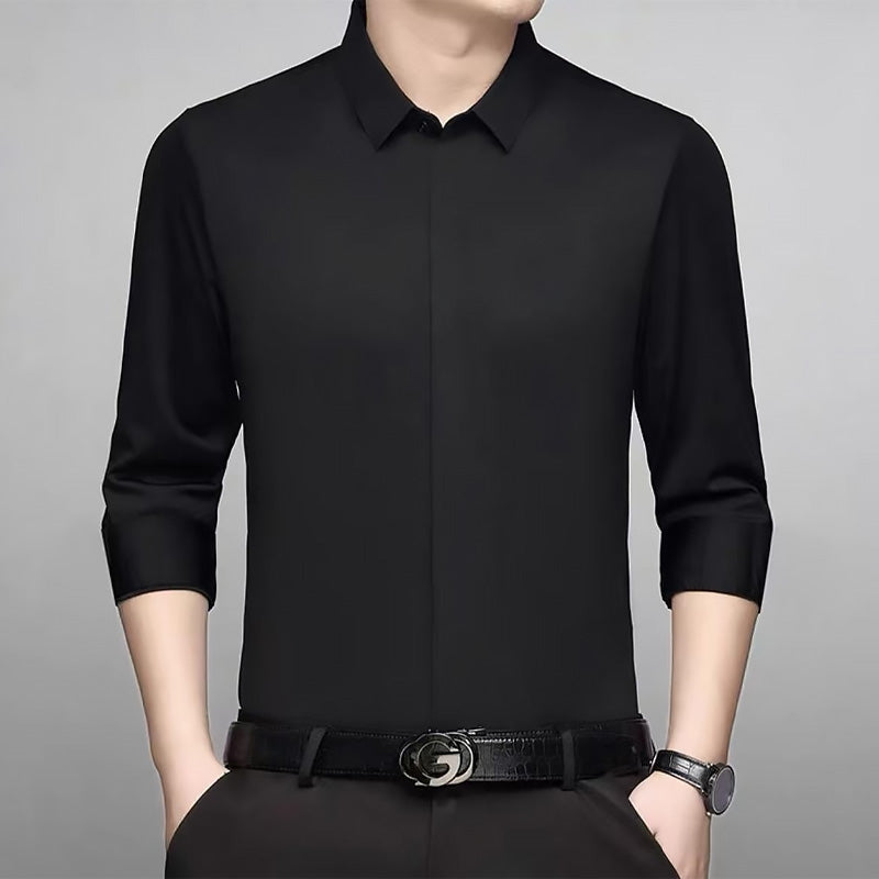 [Best Gift For Him] Men's Concealed Placket Long Sleeve Shirt