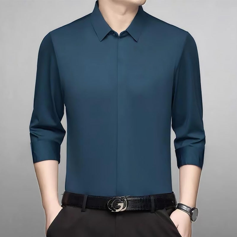 [Best Gift For Him] Men's Concealed Placket Long Sleeve Shirt