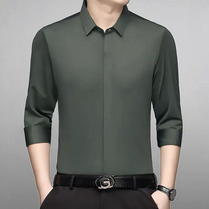 [Best Gift For Him] Men's Concealed Placket Long Sleeve Shirt