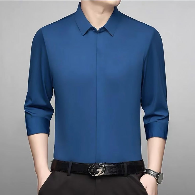 [Best Gift For Him] Men's Concealed Placket Long Sleeve Shirt