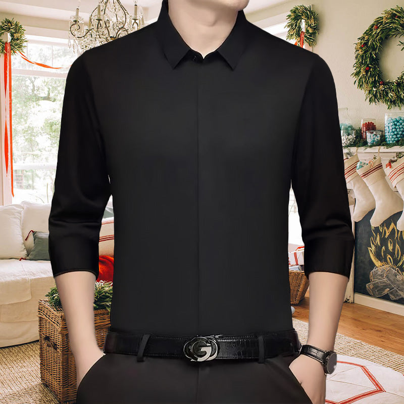 [Best Gift For Him] Men's Concealed Placket Long Sleeve Shirt