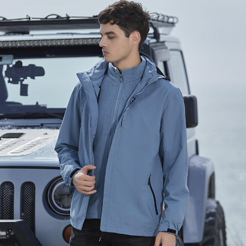 Warm Lightweight Full-Zip Hooded Jacket with Removable Liner