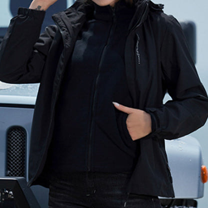 Warm Lightweight Full-Zip Hooded Jacket with Removable Liner