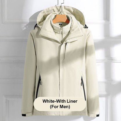 Warm Lightweight Full-Zip Hooded Jacket with Removable Liner