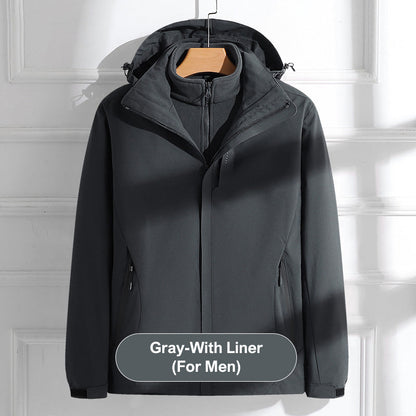 Warm Lightweight Full-Zip Hooded Jacket with Removable Liner