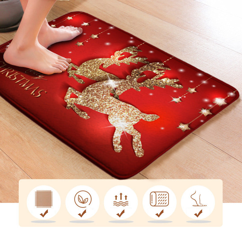 Non-Slip Washable Christmas Red Floor Mat