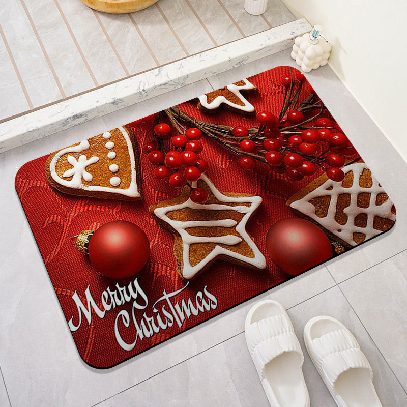 Non-Slip Washable Christmas Red Floor Mat