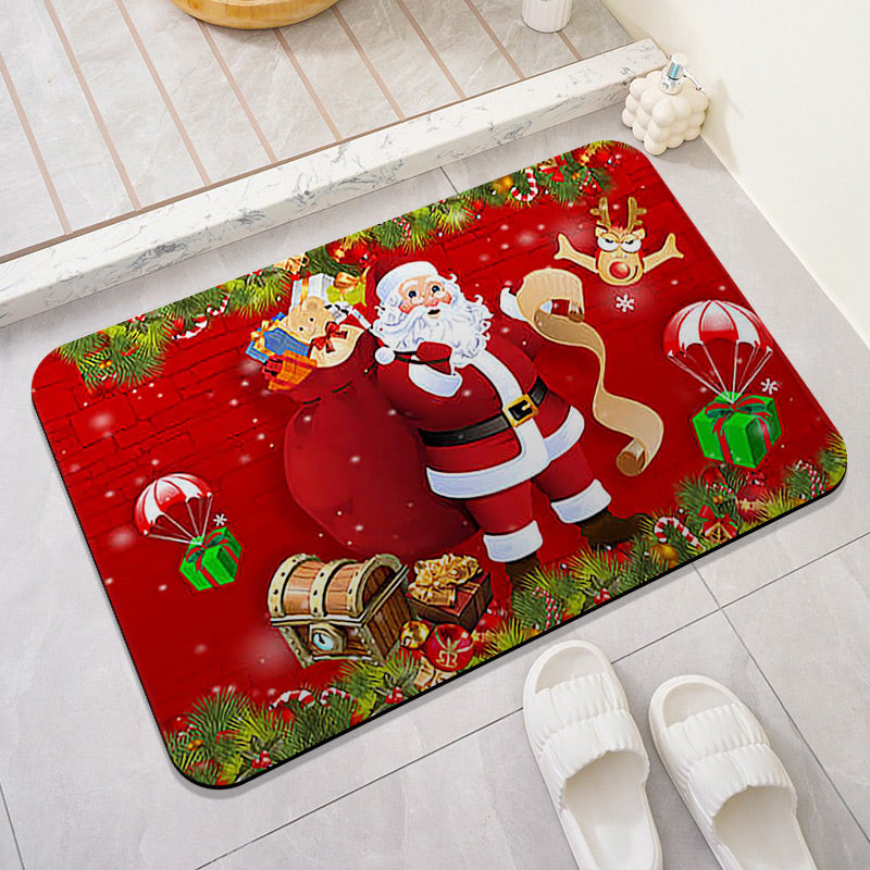 Non-Slip Washable Christmas Red Floor Mat