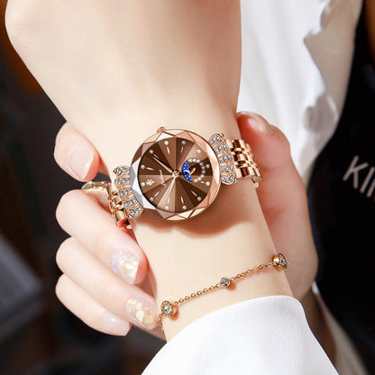 Fashionable Diamond Moon Star Watch for Women