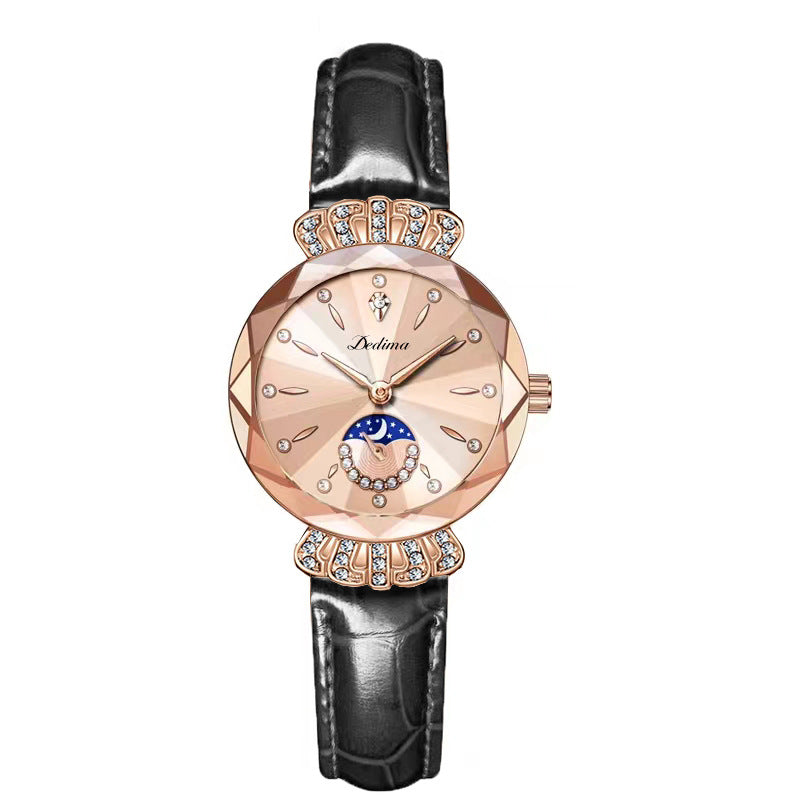 Fashionable Diamond Moon Star Watch for Women