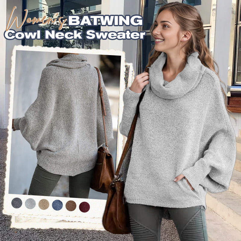 🥳New Years Sale-50% OFF🎄Women's Batwing Cowl Neck Sweater with Pockets