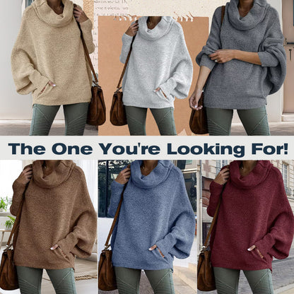 🥳New Years Sale-50% OFF🎄Women's Batwing Cowl Neck Sweater with Pockets