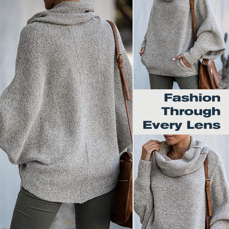 🥳New Years Sale-50% OFF🎄Women's Batwing Cowl Neck Sweater with Pockets