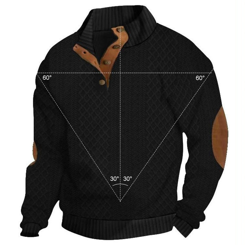 Men's Casual Long Sleeve Pullover with Elbow Patches